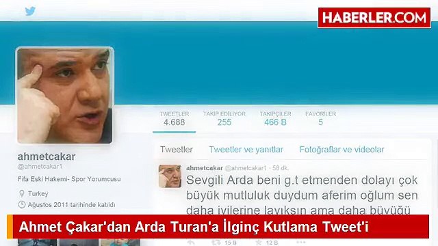Ahmet Çakar'dan Arda Turan'a İlginç Kutlama Tweet'i