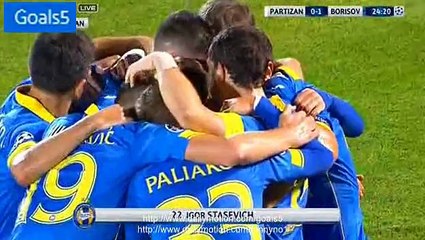 Igor Stasevic Goal Partizan 0 - 1 BATE Champions League 26-8-2015