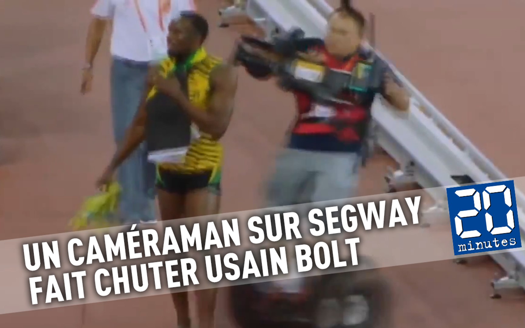 ⁣Un caméraman en Segway fauche Usain Bolt