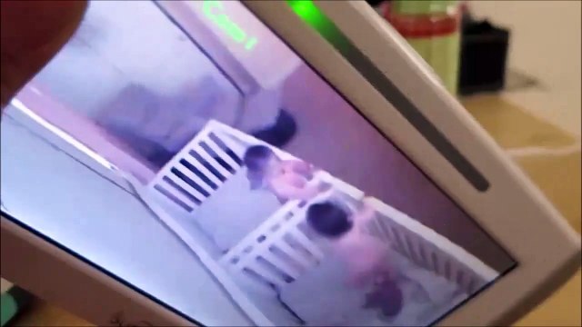 Funny babies pretending to sleep when mom enters in the room