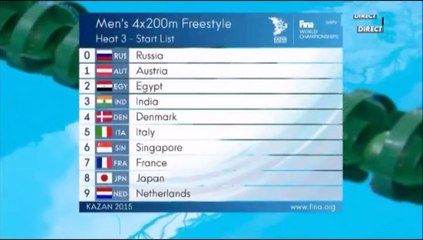 Séries 4x200m libre H - ChM 2015 natation