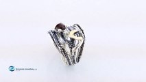 Fantastic new handmade ring with GOLD 9K ,925 Sterling Silver and Garnet gemstones ring