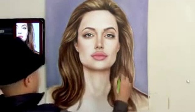 Angelina Jolie AMAZING speed painting (How to Draw a face) HD