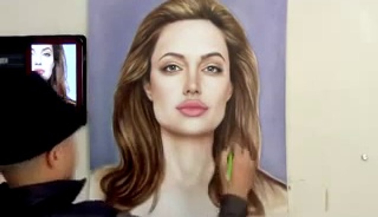 Angelina Jolie AMAZING speed painting (How to Draw a face) HD