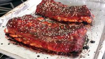Root Beer Ribs Recipe _  Spicy Lamb Ribs Glazed with Root Beer and Sesame Hot Dog Sausage