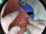 How to cutout rubber stamps with mounting cushion (close up)