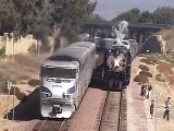 Santa Fe Railroad ATSF 3751 and AAPRCO passenger train at Oceanside, CA