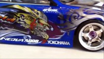 Heavily modified custom 1/10 HPI nitro RC drift JZX100 with rear mounted exhaust.