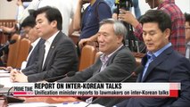Unification minister Hong reports to lawmakers on inter-Korean talks