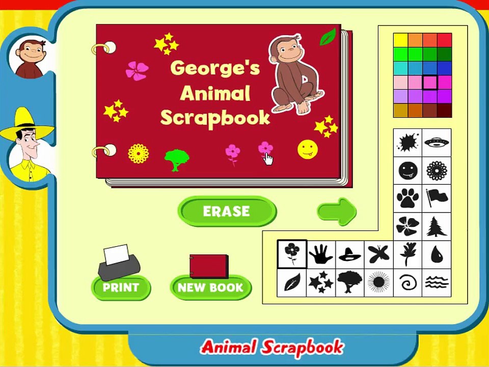 Curious George Animal Scrapbook Cartoon Animation PBS Kids Game Play Walkthrough