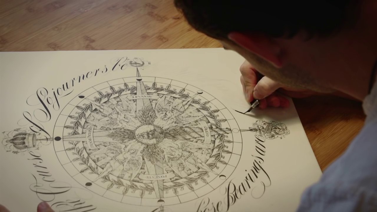 A Compass Rose Adorned in Calligraphy - Master Penman Jake Weidmann
