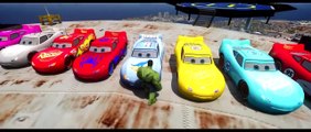 20 MCQUEEN CARS COLORS!!! (Green, Red, Yellow) Disney Pixar DINOCO smashed by HULK!