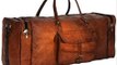 leather duffel bag - S-ZONE Oversized Canvas Leather Trim Travel Tote Duffel shoulder han