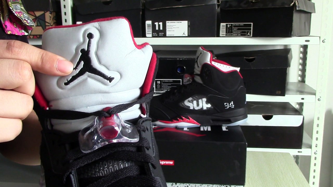 Authentic supreme air jordan 5 black