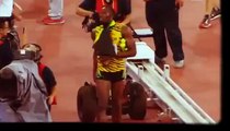 Epic Fail Usain Bolt Taken out by Camera Man After Winning 200M Title at World Championships 2015