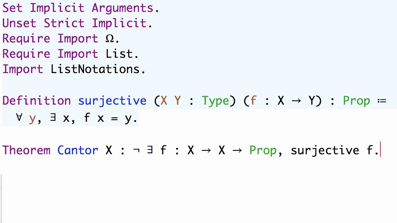 Cantor's Theorem in Coq