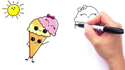 Download Video: How to Draw Cartoon Ice Cream on a Cone Cute and Easy