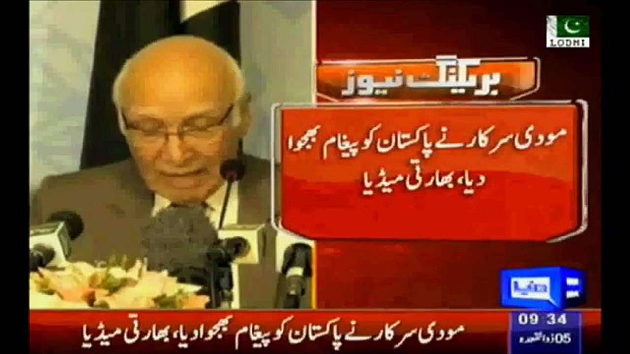 Indian message to Pakistan: if Sartaj Aziz will meet Kashmiri Leaders India will cancel negotiation