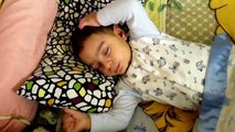 Funny cute smiling baby video beautiful boy sleeping