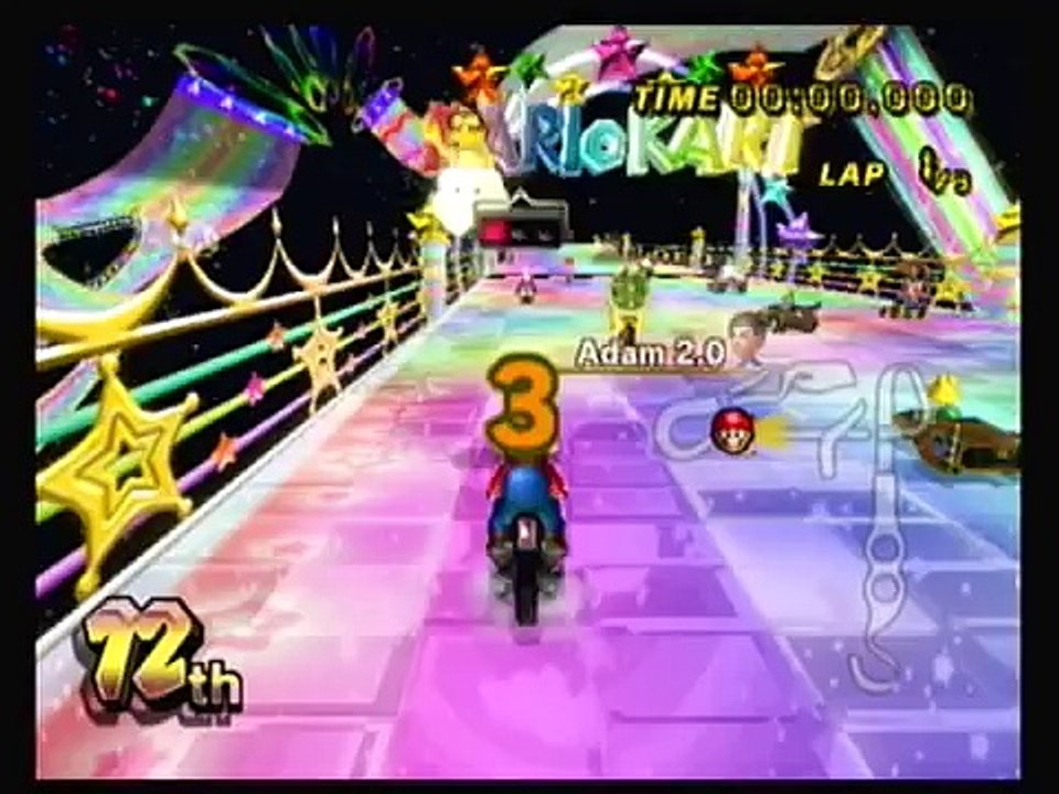 Mario Kart Wii Rainbow Road WITHOUT Falling Off