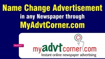 Name Change Advertisement in Newspaper - Myadvtcorner