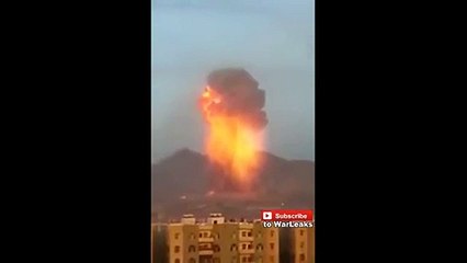 Another Massive Explosion Followed By Powerfull Shockwave After Saudi Airstrike Knocks Sanaa Yemen