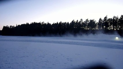 Two VW Golf R drift on ice