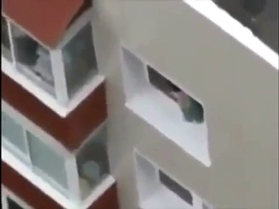 amazing Baby Walking Along 9 Story High Rise Window Ledge   A Funny Video HD