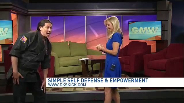 Master Dietrich teaches Autria some self-defense moves for the summer