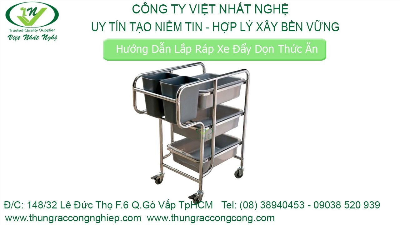 Hướng dẫn lắp ráp xe đẩy dọn thức ăn đa năng 3 tầng