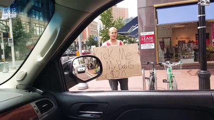 Homeless Man Says Kick Him In The Balls for $20