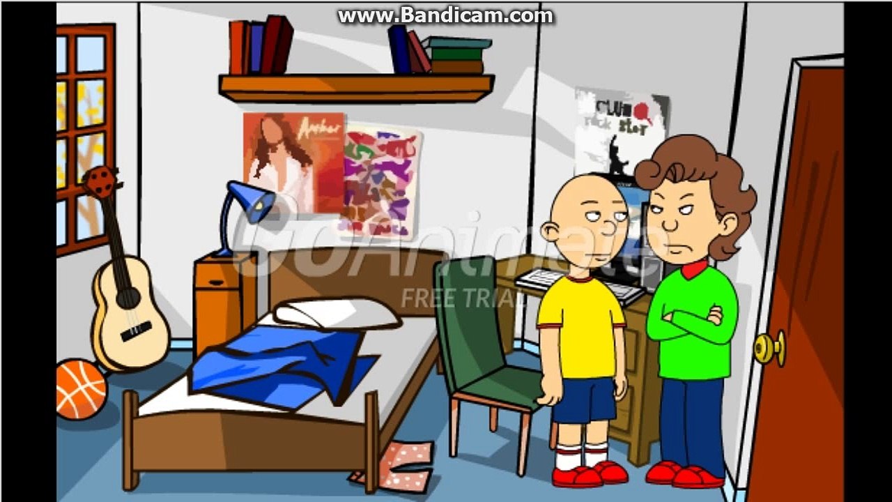 Caillou turns room to Cartoon Classics Style and Get's Grounded