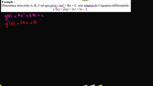 Déterminer une fct solution type g(x)= Ax² + Bx + C : a)traduction de l énoncé