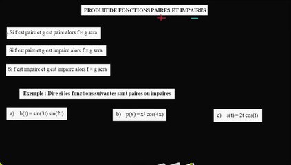 Produit de fonctions et la parité   a) la propriété