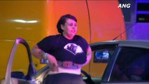 Apres avoir volé un véhicule une femme danse pendant une course poursuite avec la police (Los Angeles)