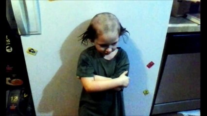 Kid regrets bugging for a haircut!