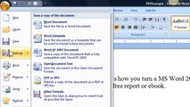 Free PDF Converter - How to convert a document into a PDF using Word 2007
