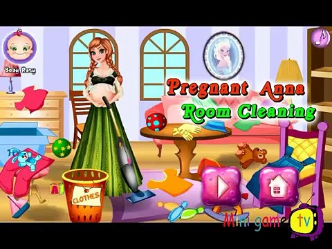 Play Pregnant Anna Room Cleaning Video Game-New Fun Games for Babies