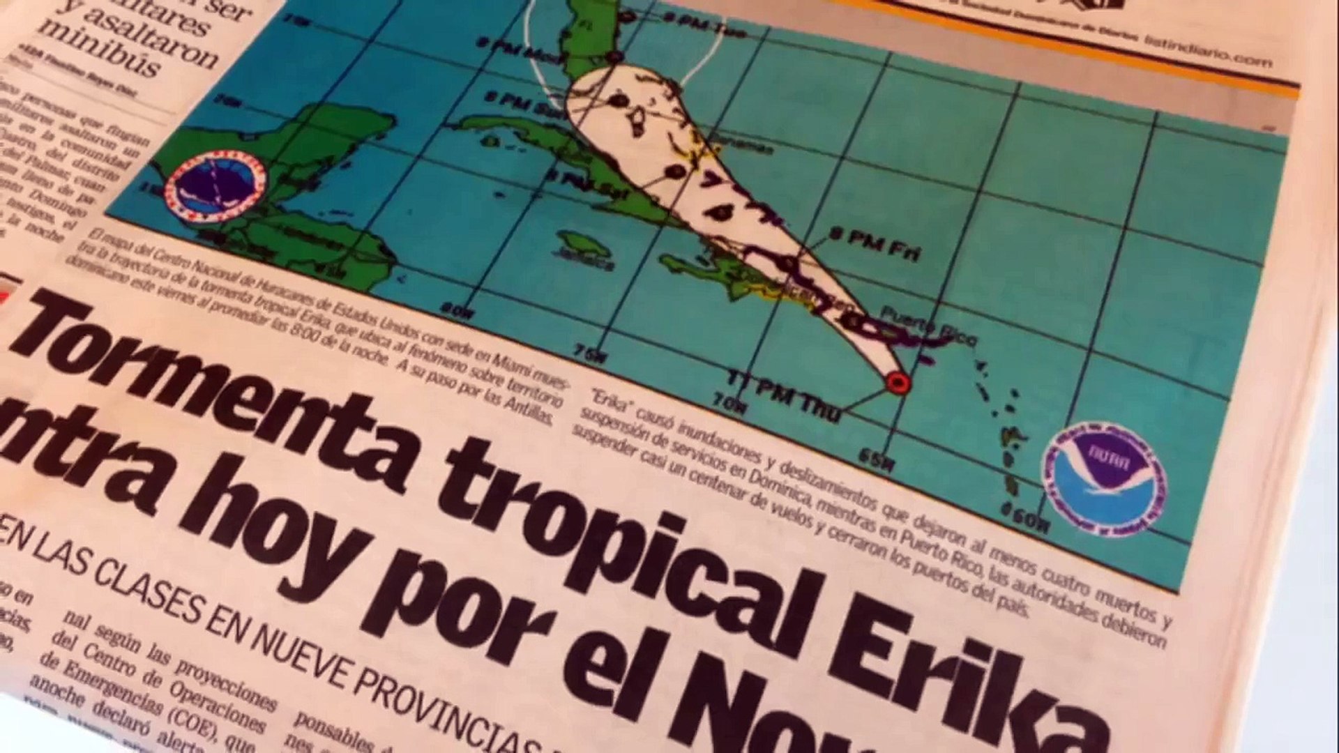 Tropical Storm Erika blowing high winds in Punta Cana, Dominican Republic
