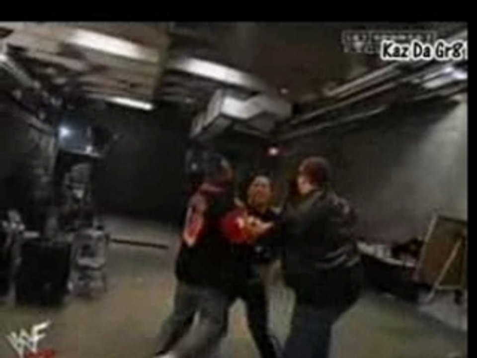 The Rock Attacks Kurt Angle Backstage
