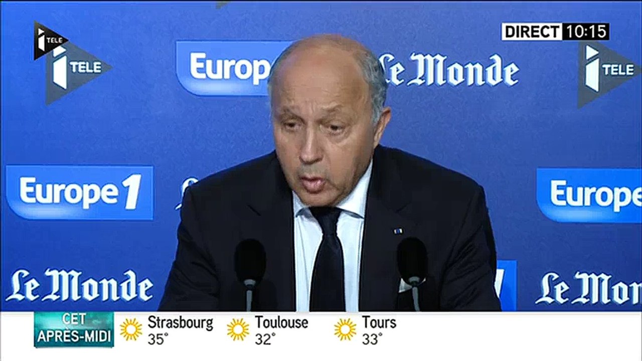 Moment de tension entre Laurent Fabius et Jean-Pierre Elkabbach