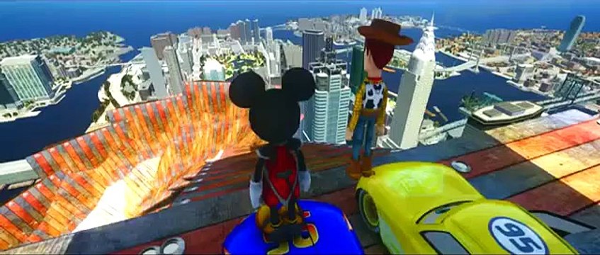 Mickey Mouse Toy Story Sheriff Woody Driving Their New Custom Lightning Mcqueen Cars!