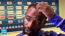 Karaboué et Camus à la fin du match Estac-Montpellier