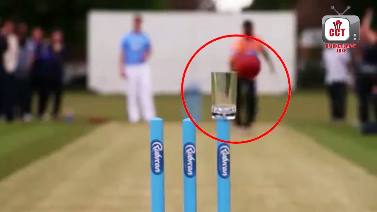 Muralitharan hits a coin on wicket. What a great bowler