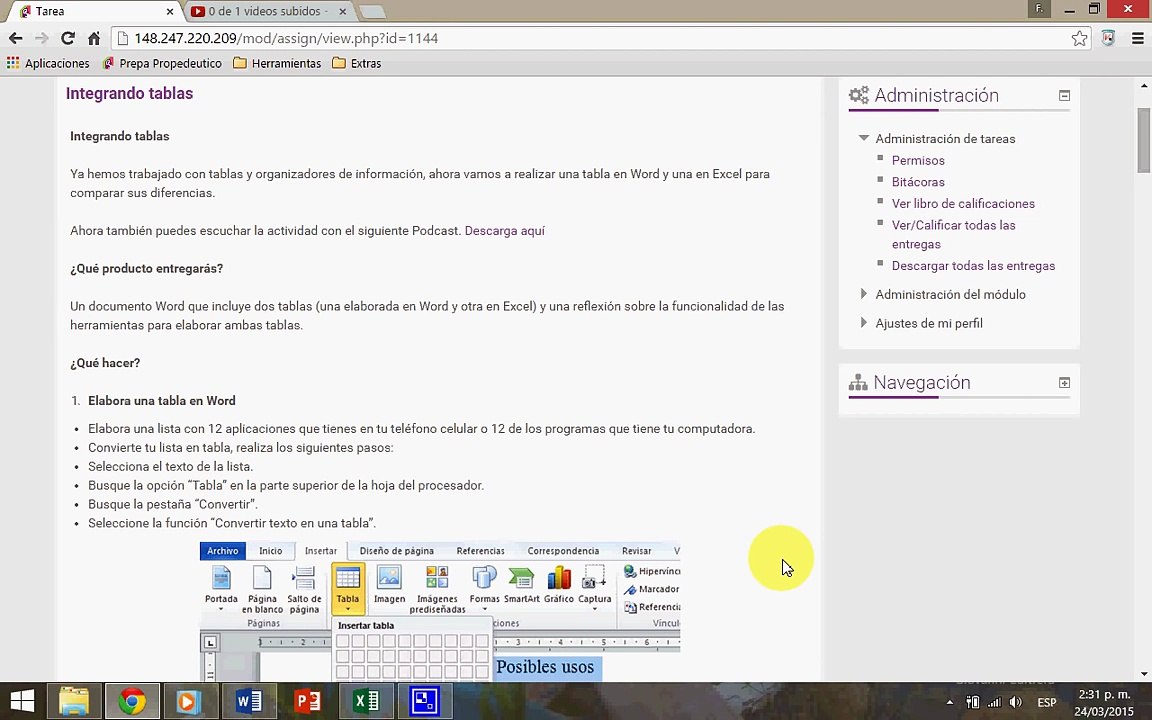 Actividad Integradora "Integrando tablas". Semana 2, módulo 1. Prepa en línea- SEP