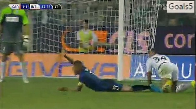 Stevan Jovetic 2 nd Goal Carpi 1 - 2 Inter Milan Serie A 30-8-2015