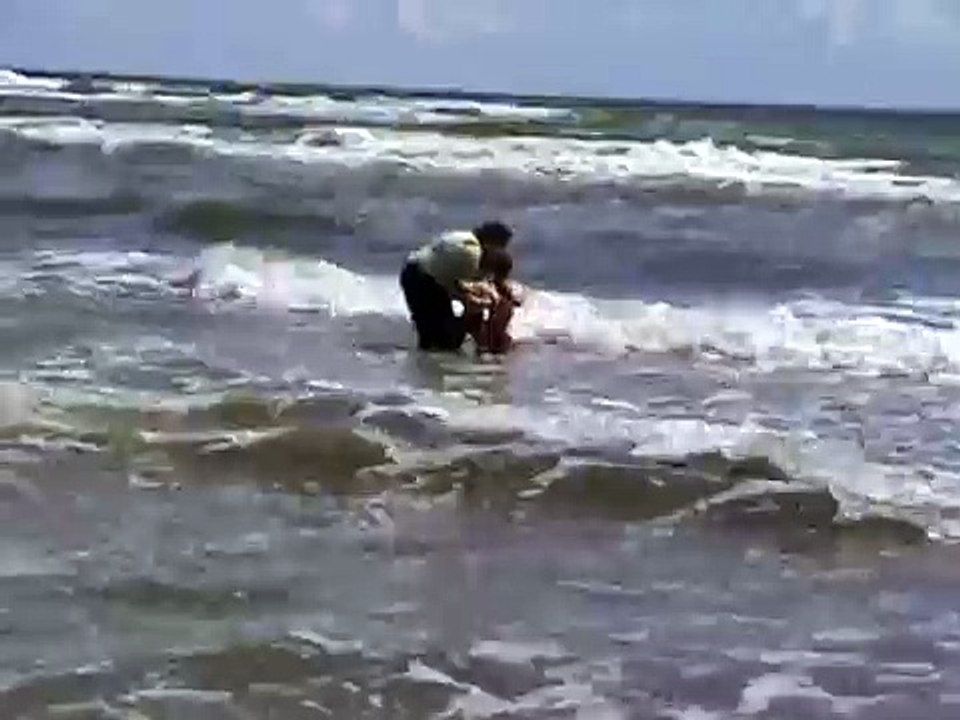 wading in the water
