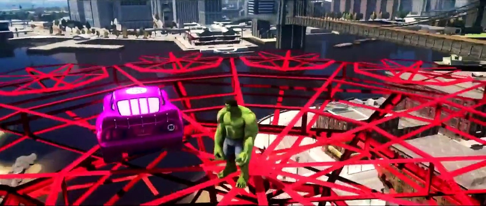 HULK meets a Custom Disney Pixar Cars Lightning McQueen in Pink Color!! Marvel Avengers Funny