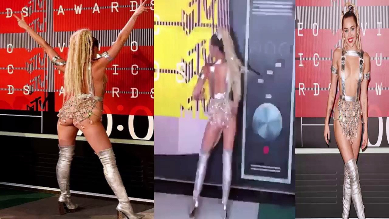 2015 MTV VMA Miley Cyrus Almost NAKED on RED CARPET