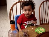 Little boy Paul at 25 months Loves Xango Juice & Macaroni